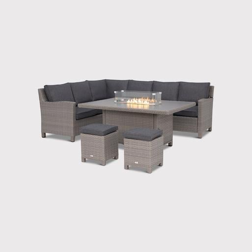 Girona Rattan Small Corner Garden Set with Fire Pit Table Barker