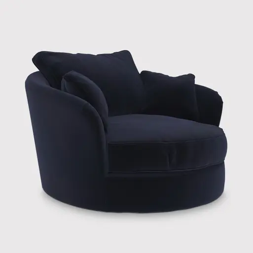 Black leather swivel cuddle chair sales