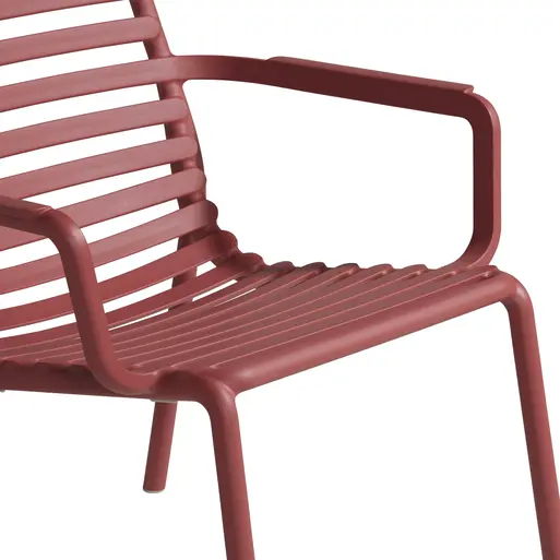 Red plastic shop garden chairs