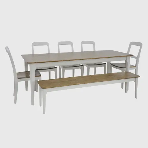 Mara Wood 210cm Dining Table Dining Bench And 5 Side Chairs Barker Stonehouse