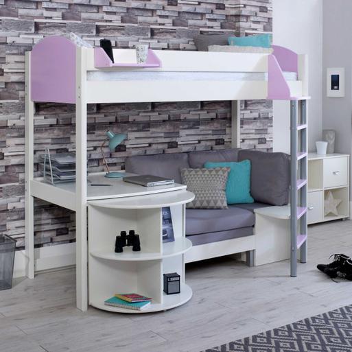 High sleeper shop desk and sofa