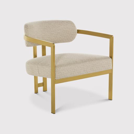 Opal Neutral Boucle Accent Chair with Gold Frame Barker