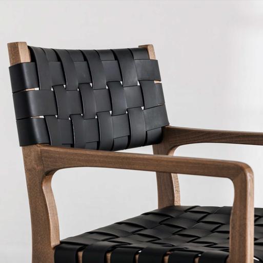 Black leather strap cheap dining chair