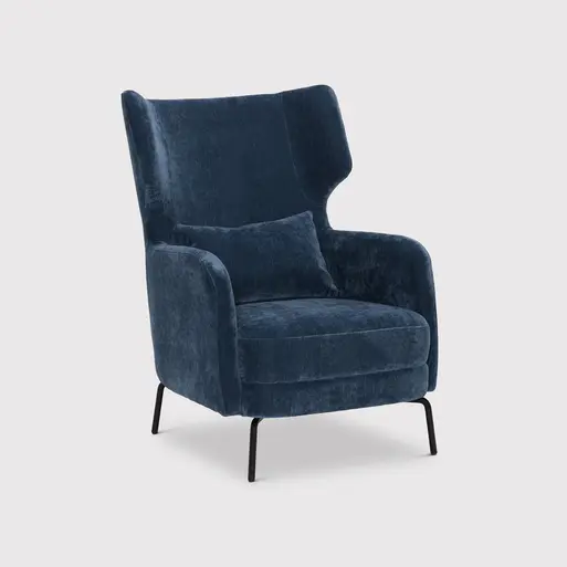 Navy blue top pattern accent chair
