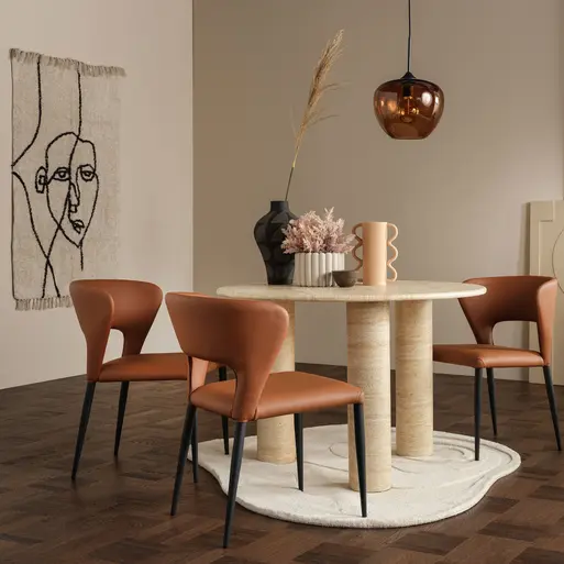 Rin Brown Faux Leather Curved Dining Chair Barker Stonehouse