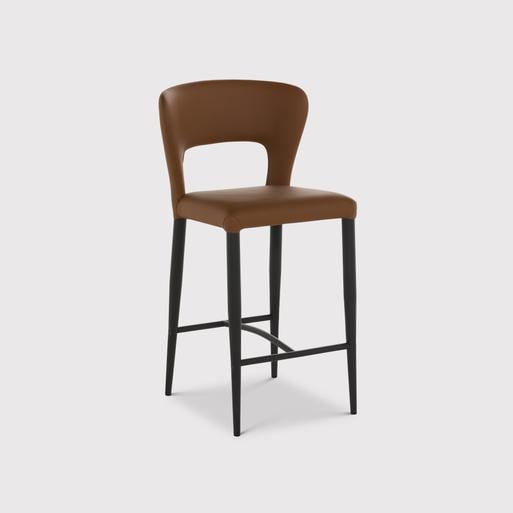 Rin Brown Faux Leather Open Back Barstool Barker Stonehouse