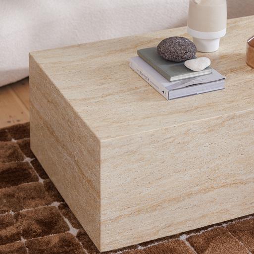 Travertine rectangular shop coffee table