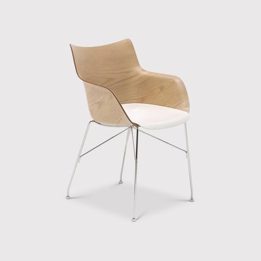 White chair with shop brown legs