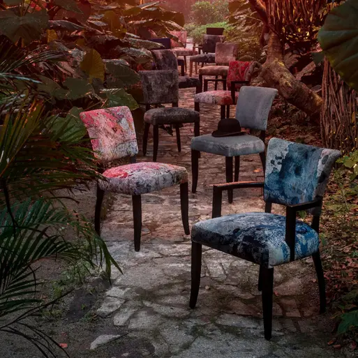 Timothy Oulton Mimi Pink Velvet Dining Chair with Black Wooden