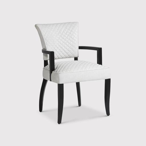 Timothy Oulton Mimi White Leather Quilted Dining Armchair With