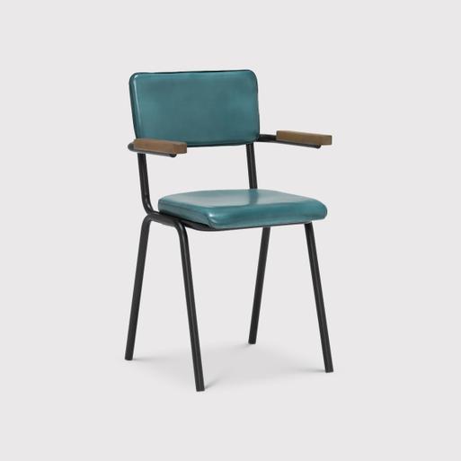 Black leather sales dining armchair