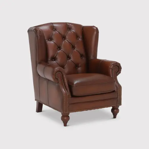 Faux leather shop wing chair