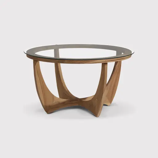 Wood and glass coffee cheap table round