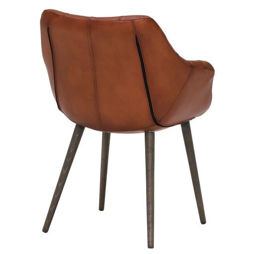 Pure Furniture Birinus Brown Leather Stitched Detail Dining Chair
