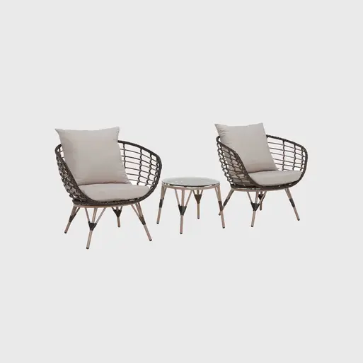 Bergamo Brown Wicker 3 Piece Bistro Garden Set Barker Stonehouse