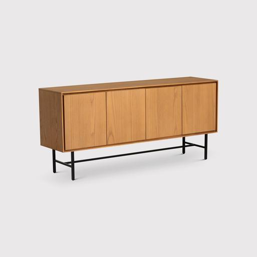 Bodie Oak Wood Sideboard with Black Metal Base Barker Stonehouse