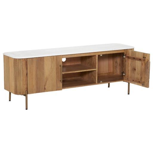 White and brown discount tv stand