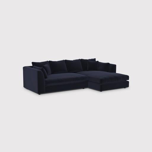 Harrington Small Plush Velvet Right Hand Corner Sofa Plush Velvet Indigo Barker Stonehouse