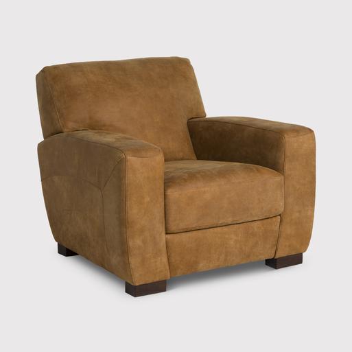 Brown leather armchair shop and ottoman