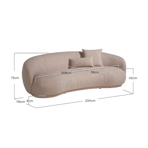 Margot Curved Boucle 3 Seater Sofa Barker Stonehouse