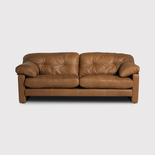 Camel brown leather outlet sofa