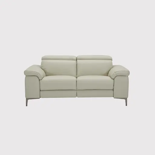 Light grey leather sectional with shop recliners