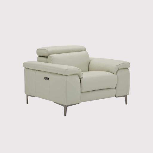 Light grey leather armchair on sale