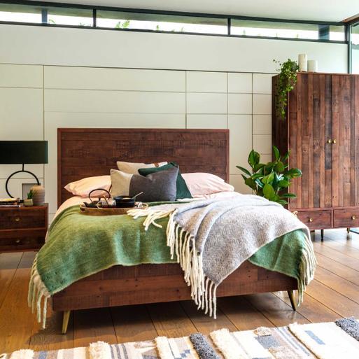 Modi Brown Reclaimed Wood Double Bed Frame Barker Stonehouse