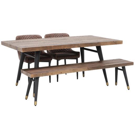 Modi Reclaimed Wood 180cm Dining Table Bench and 2 Rivington
