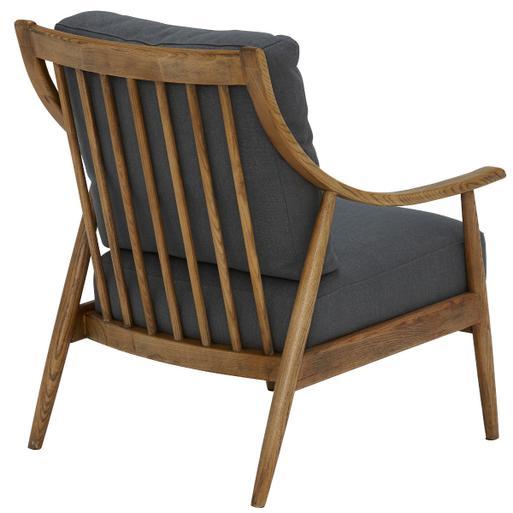 Runa Grey Fabric Accent Chair with Solid Wood Frame Barker