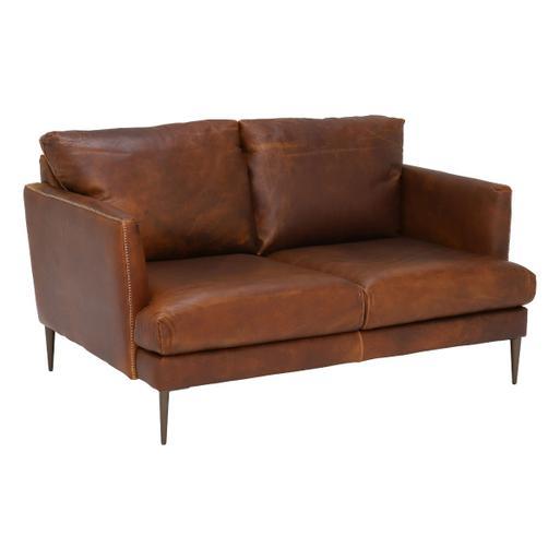 Brown faux best sale leather loveseat