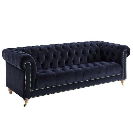 Blue velvet online tufted sofa