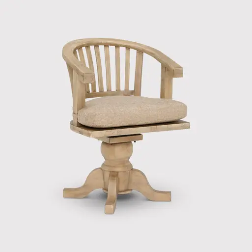 Verberie Swivel Chair, In Scrubbed Teak Finish Barker Stonehouse