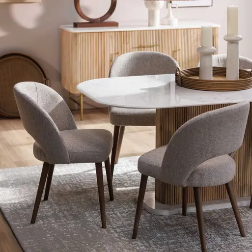 Pure Furniture Beck Beige Fabric Curved Dining Chair, Staunch