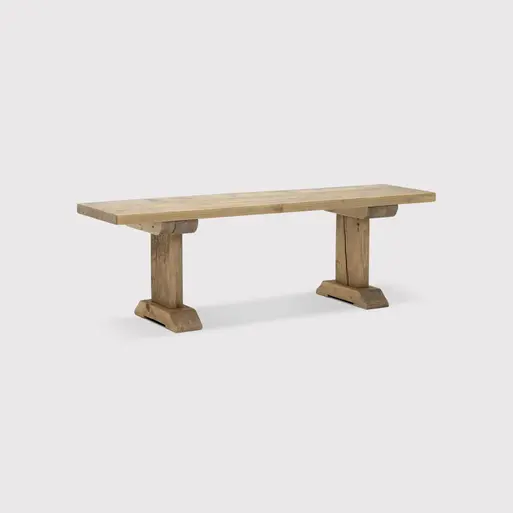 Newsham Grey Reclaimed Wood Dining Bench, Grey Waxed Finish