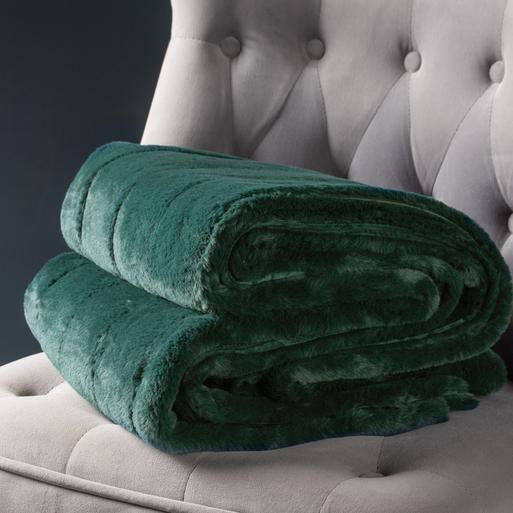 Emerald green faux fur blanket clearance