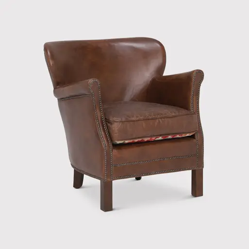 Timothey Oulton Leather Armchair, Vintage Cigar Barker Stonehouse