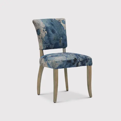 Timothey Oulton Mimi Ink Blue and Natural Velvet Dining Chair With