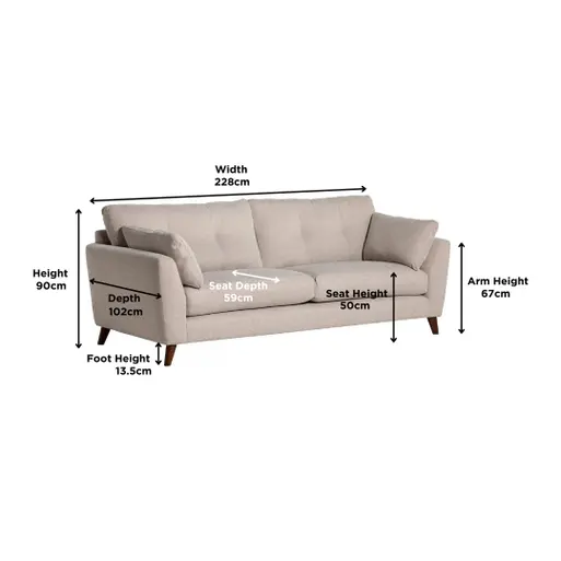 Benton Neutral Fabric Grand Seater Sofa, Hayes Natural and