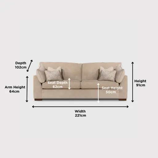 Borelly Fabric Seater Sofa, Dolce Magnesium Light Grey Barker