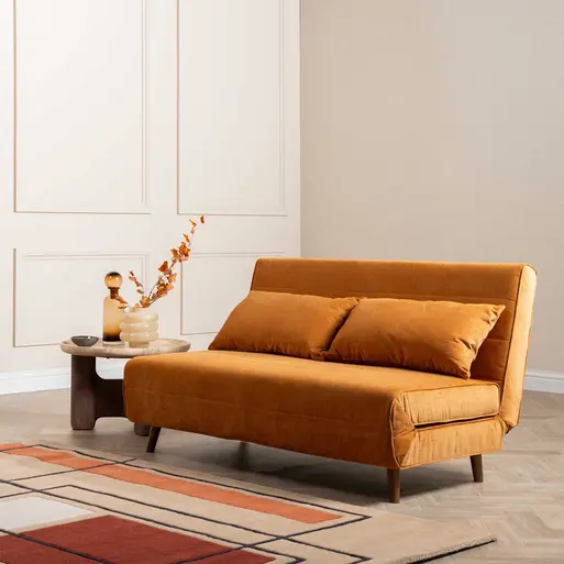 Efren Orange Fabric Sofa Bed, Orange Fabric Barker Stonehouse