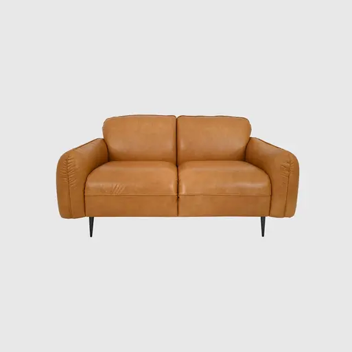 Brown leather loveseat discount