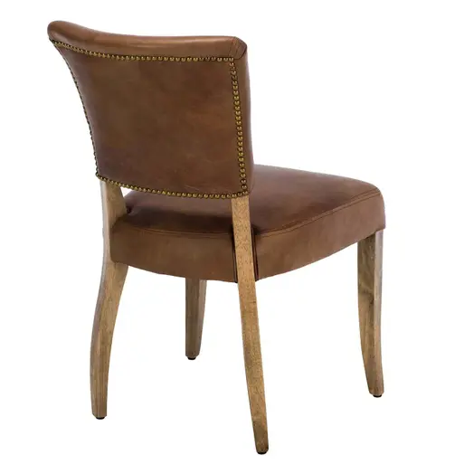 Timothey Oulton Mimi Brown Leather Studded Dining Chair With Brown