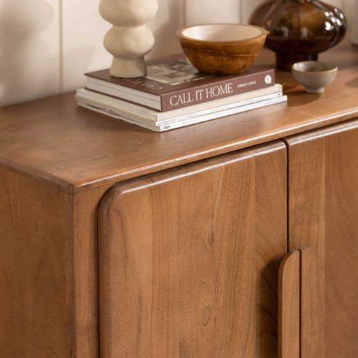 Zerina Light Acacia Wood 4 Doors Sideboard, - Barker